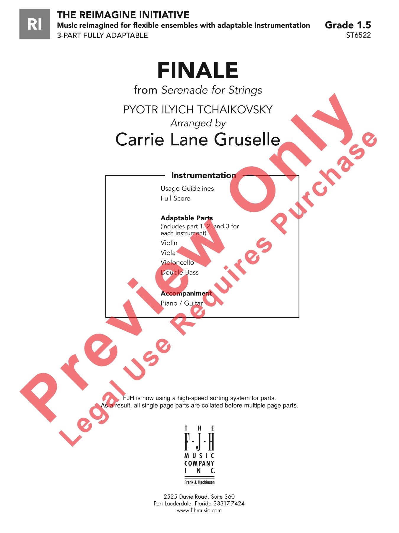 Finale Serenade For Strings  - String Orchestra Level 1.5 / 3 Part Adaptable Score and Parts