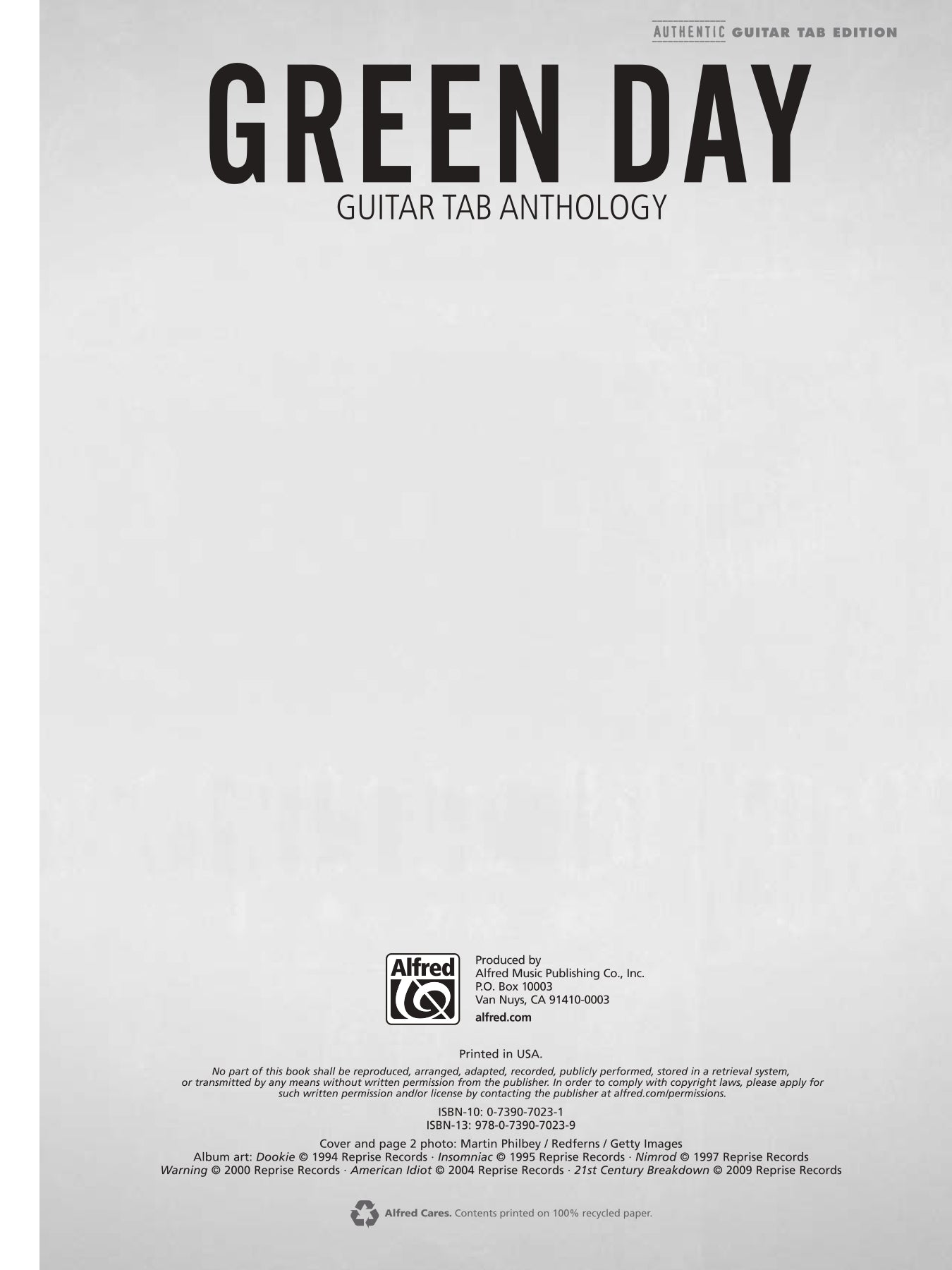 Green Day Guitar Tab Anthology Book