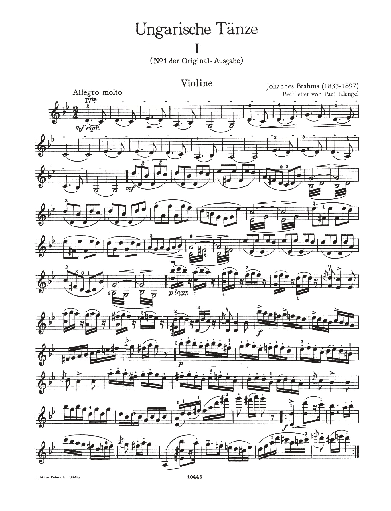 Brahms - Hungarian Dances Nos 1-12 Violin with Piano Accompaniment Book