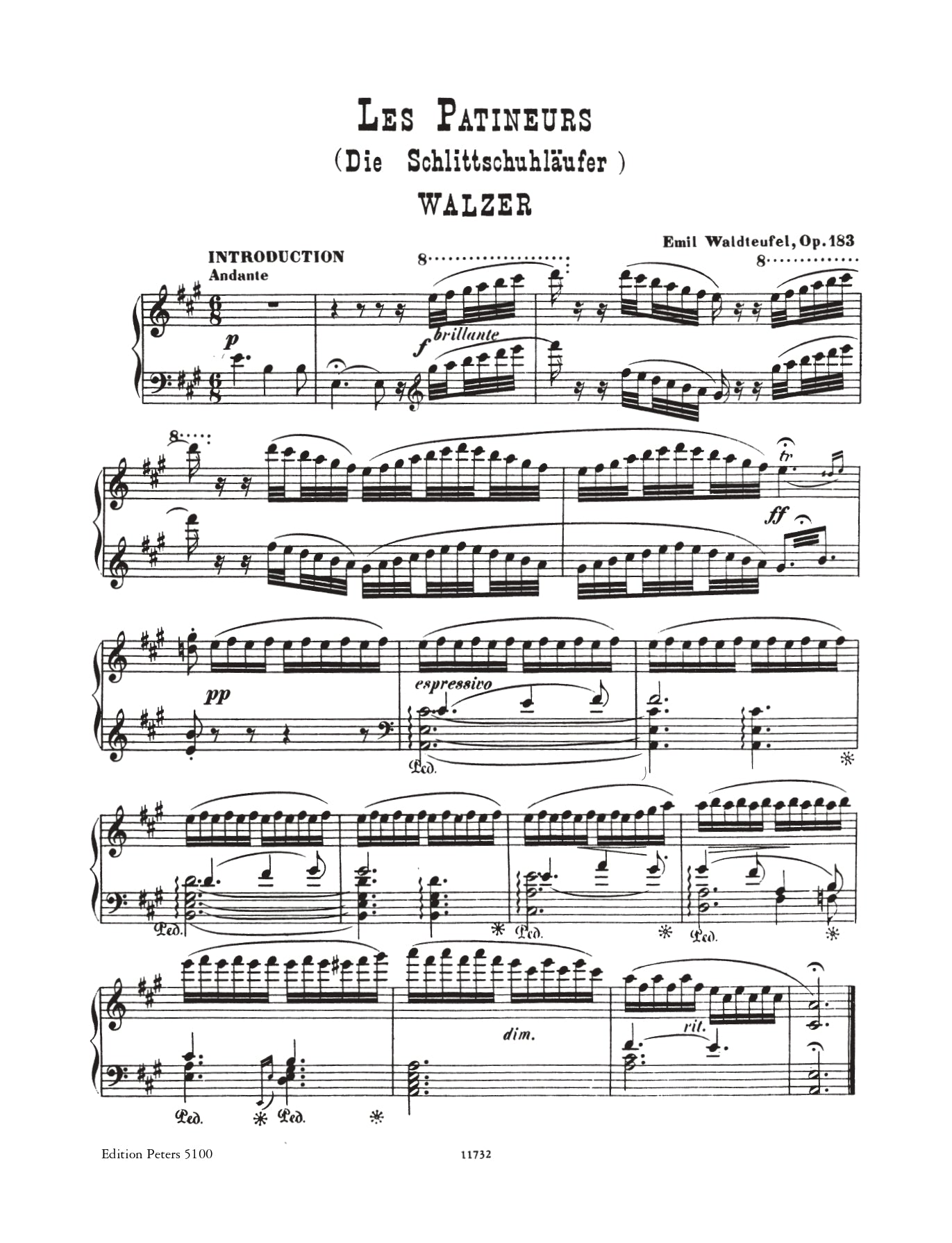 Waldtefel - The Skaters Waltz Op 183 For Piano Sheet Music