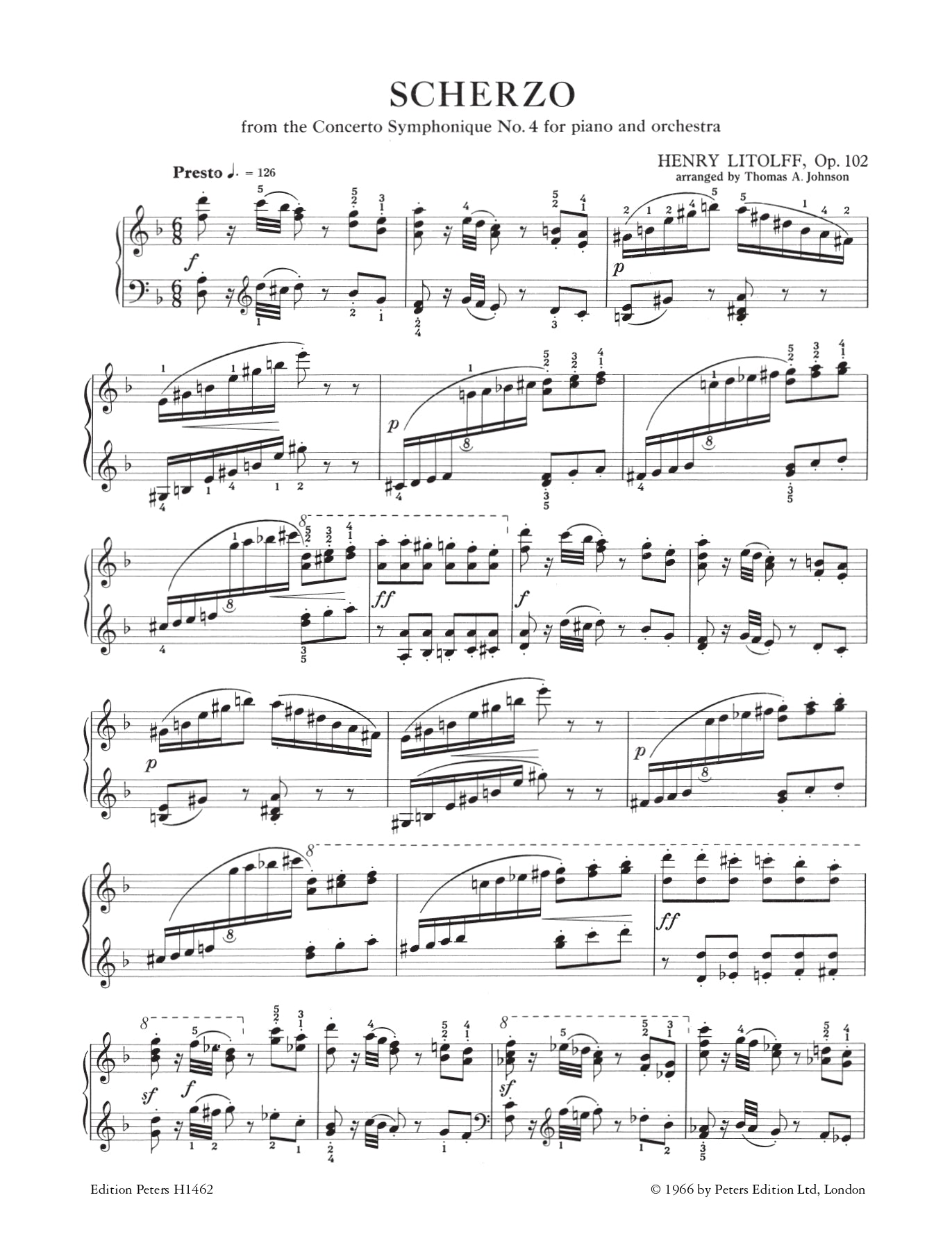 Henry Litolff - Scherzo From Concerto Symphonique Op 102 Piano Sheet Music