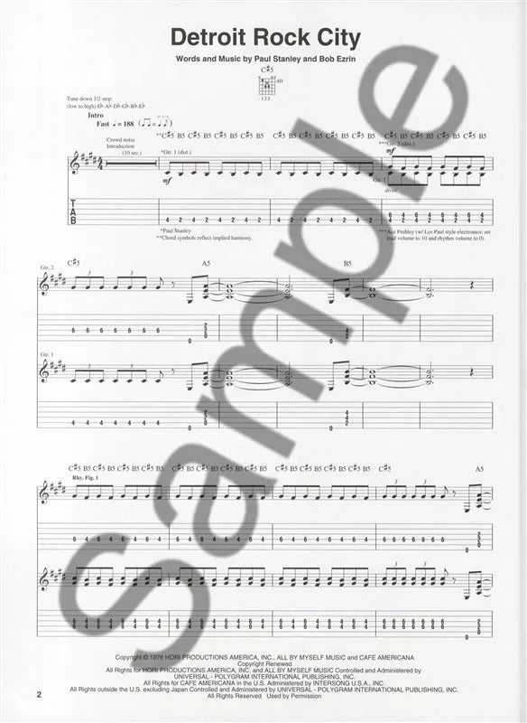 Kiss - Alive II Guitar Tab Book (20 Hit Songs)