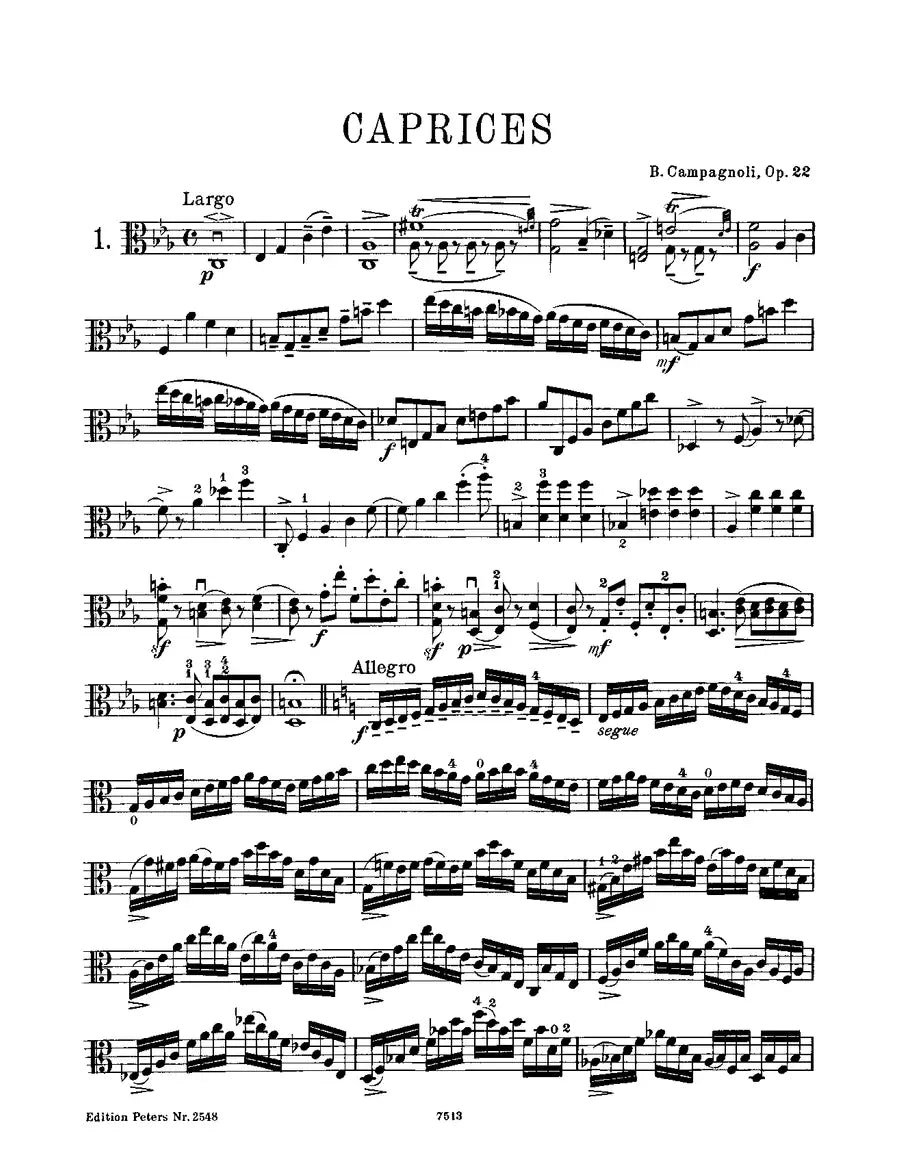 Campagnoli - 41 Caprices Op 22 Viola Solo Book