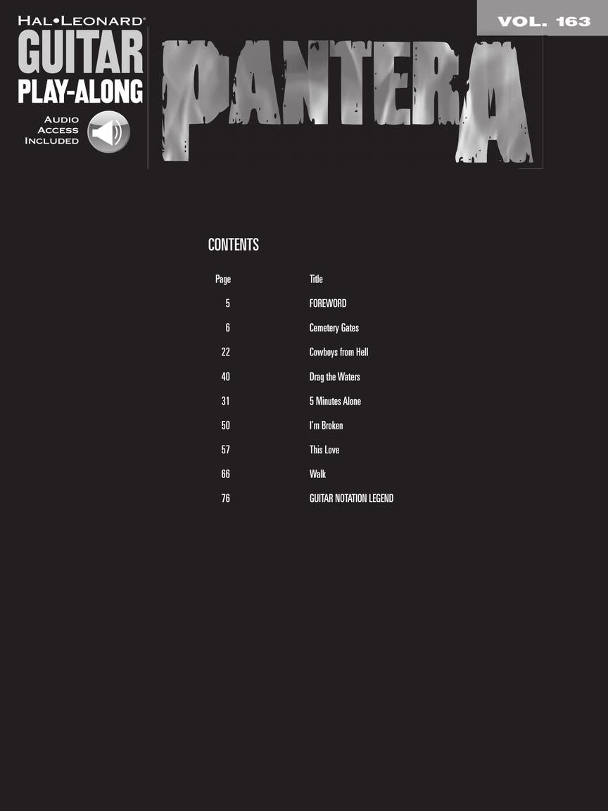 Pantera Guitar Play Along Volume 163 Book/Ola