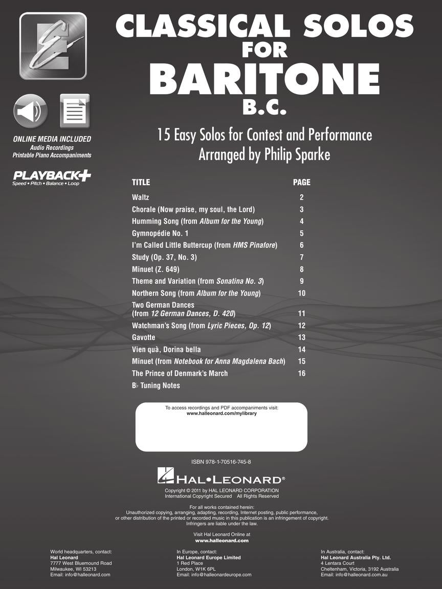 Classical Solos For Baritone B.C Book/Olm