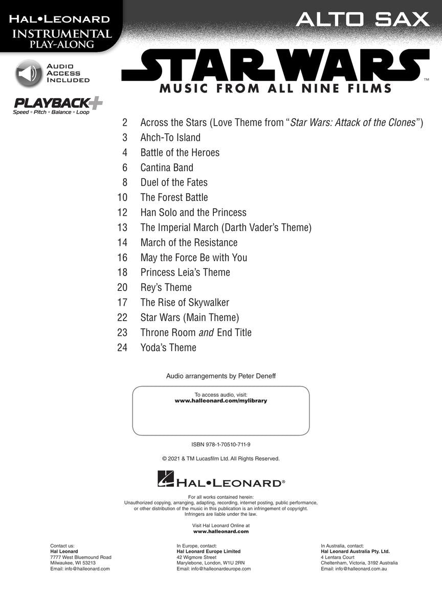 Star Wars Instrumental Play Along Alto Saxophone Book/Ola