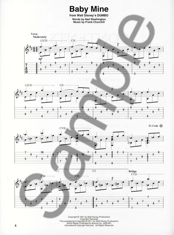 Disney Songs For Classical Guitar Book