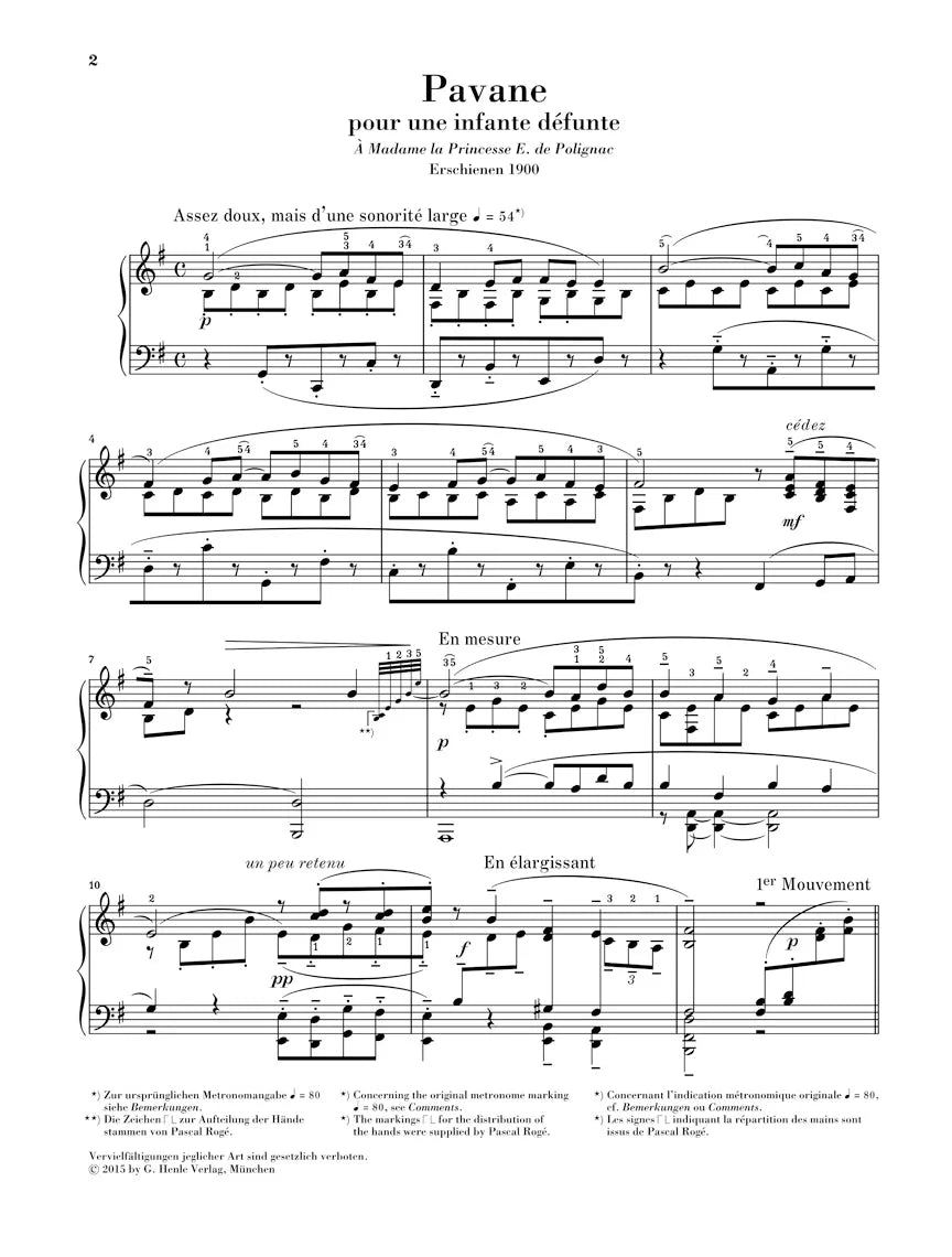 Ravel - Pavane Pour Une Infante Defunte Piano Sheet Music