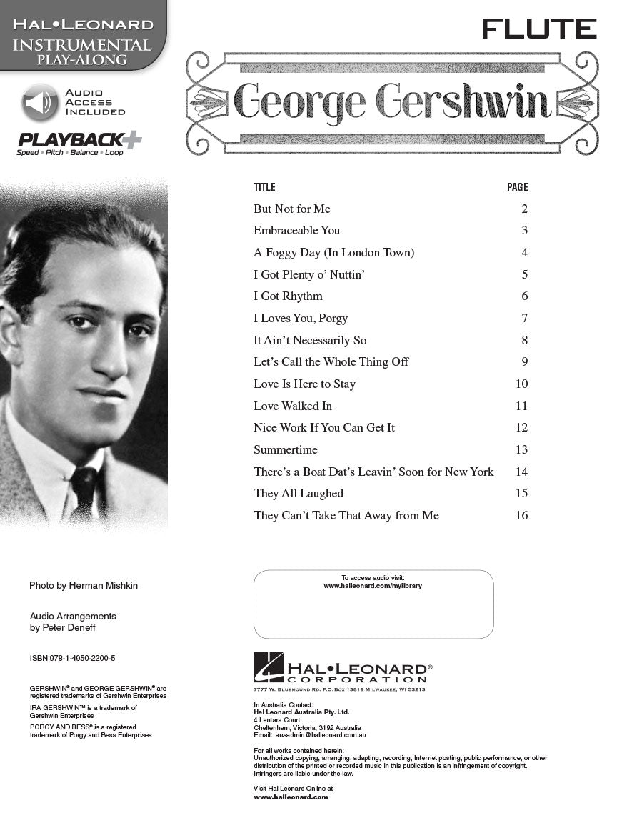 George Gershwin For Flute Play Along Book/Ola