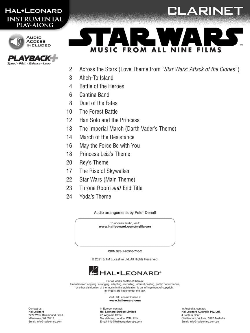 Star Wars Instrumental Play Along Clarinet Book/Ola