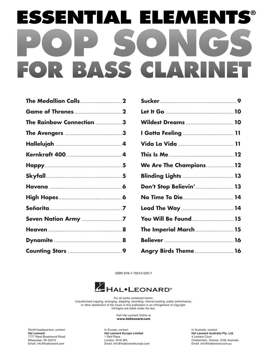 Essential Elements - Pop Songs For Bass Clarinet Book