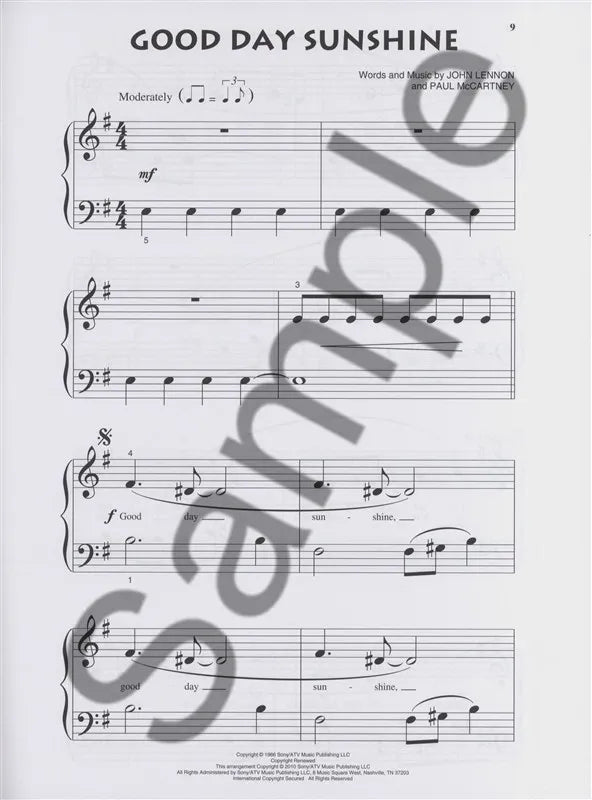 Songs Of The Beatles Beginning Piano Solo