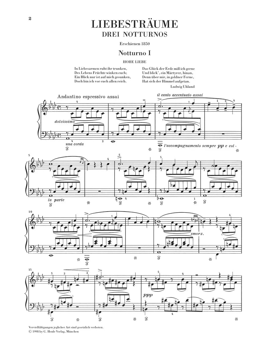 Liszt - Liebestraum Nos 1 to 3 Piano Book