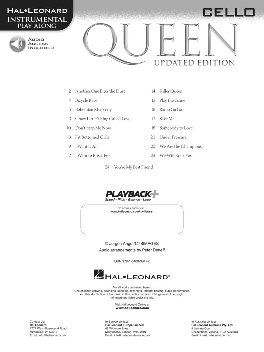 Queen For Cello - Updated Edition Play Along Book/Ola