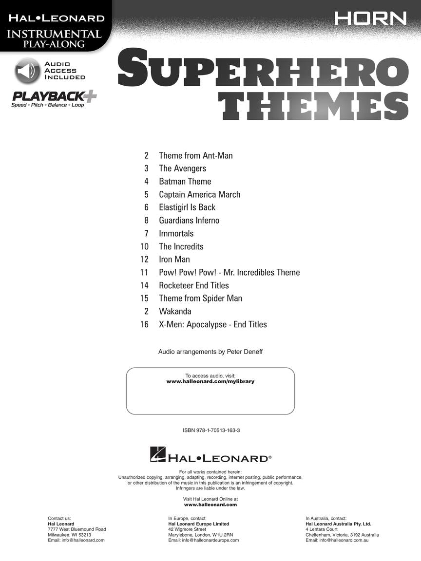 Superhero Themes Instrumental - Play Along Horn Book/Ola