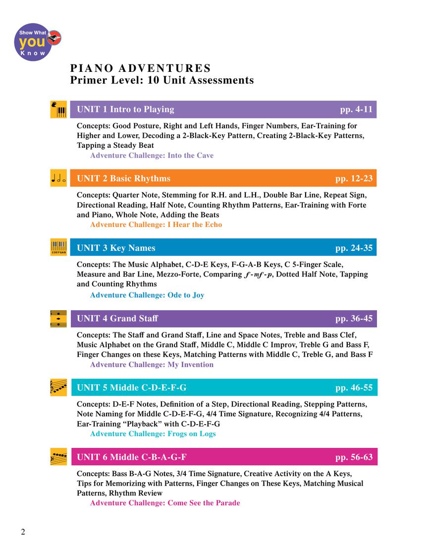 Faber Piano Adventures - Primer Unit Assessment Teacher Handbook