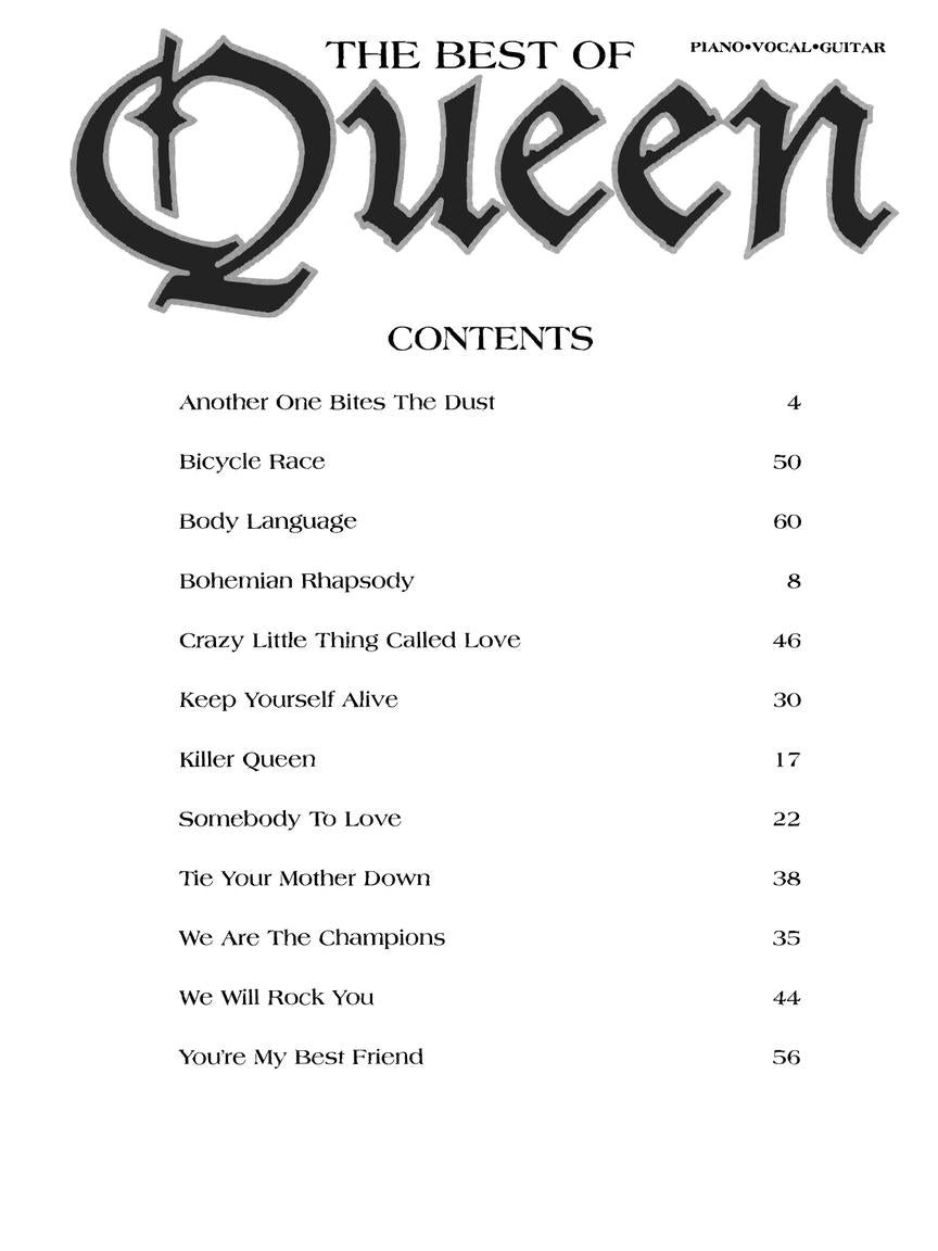 The Best Of Queen Piano, Vocal, Guitar Songbook