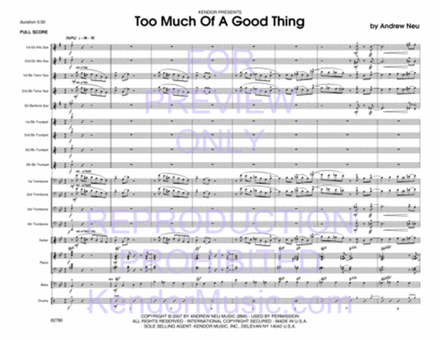 Too Much Of A Good - Thing Jazz Ensemble Score/Parts