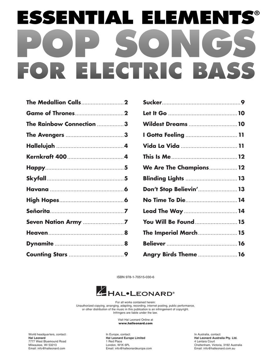 Essential Elements - Pop Songs For Electric Bass Book