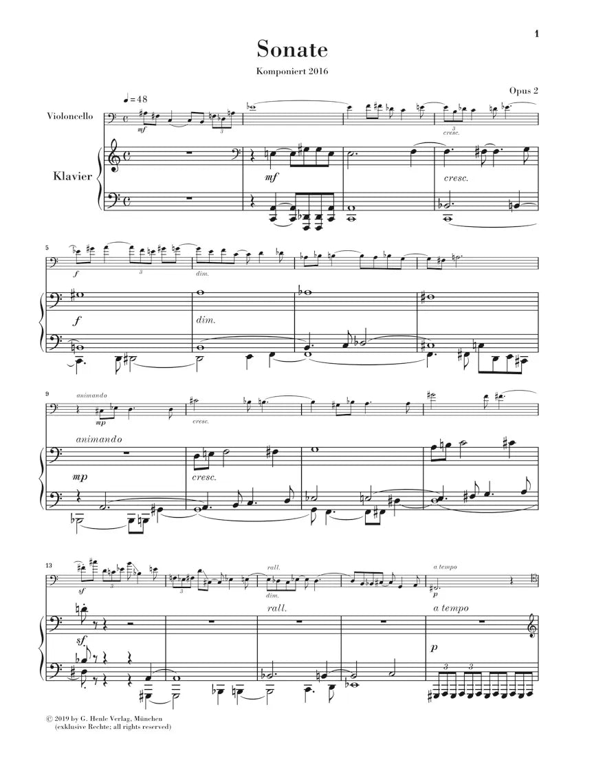 Kissin - Sonata Op 2 For Cello with Piano Accompaniment Book