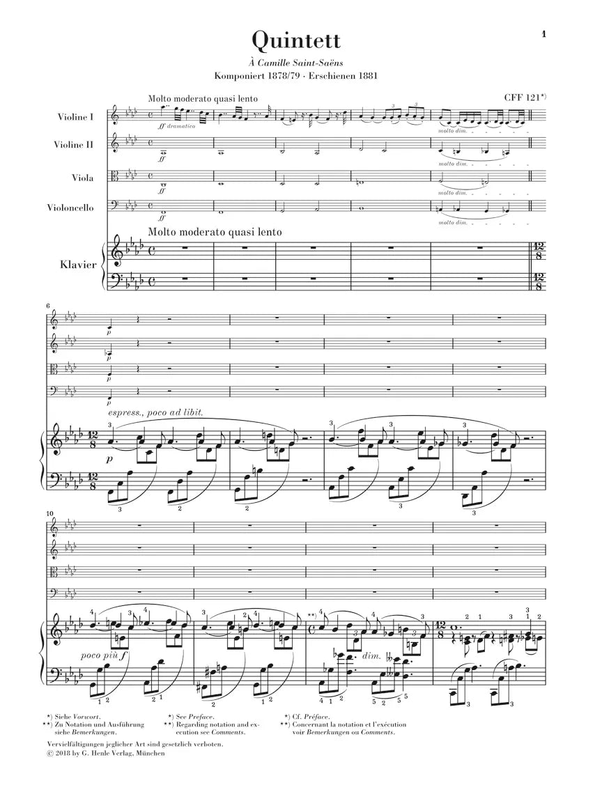 Cesar Franck - Piano Quintet In F Minor Score/Parts Book