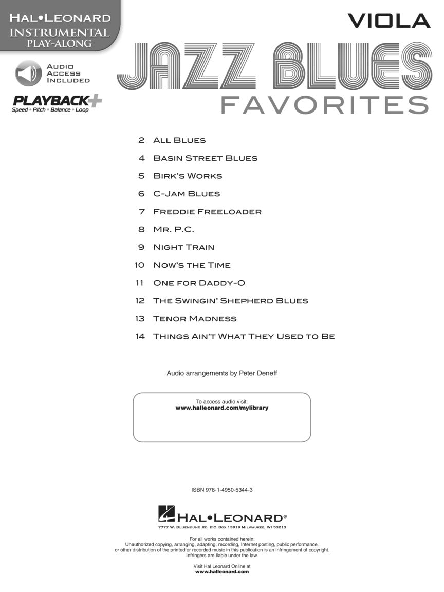 Jazz Blues Favorites For Viola Play Along Book/Ola