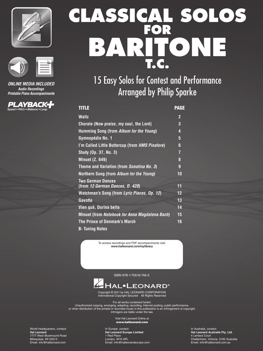 Classical Solos For Baritone T.C Book/Olm