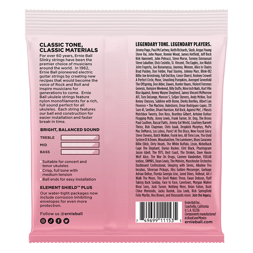 Ernie Ball Ernie Ball Concert Nylon Ball End Ukulele Strings Set - Clear