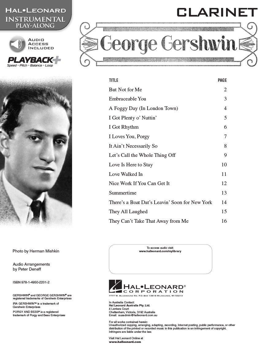 George Gershwin For Clarinet Play Along Book/Ola