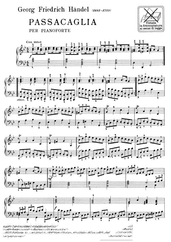 George Frideric Handel - Passacaille Variee in G minor Sheet Music