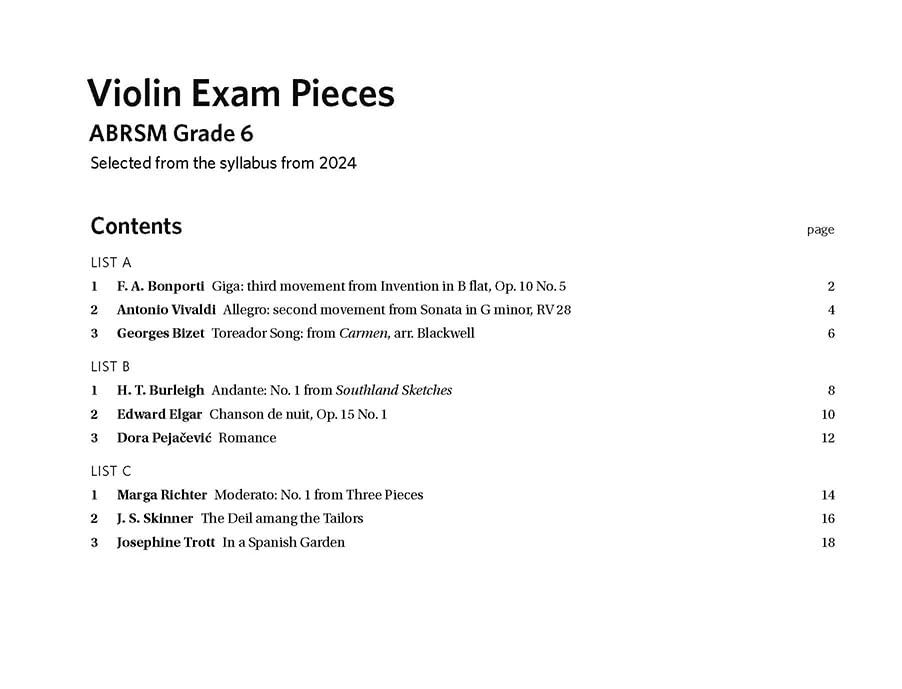 ABRSM Violin Exam Pieces - Grade 6 Violin/Piano Book (2024)