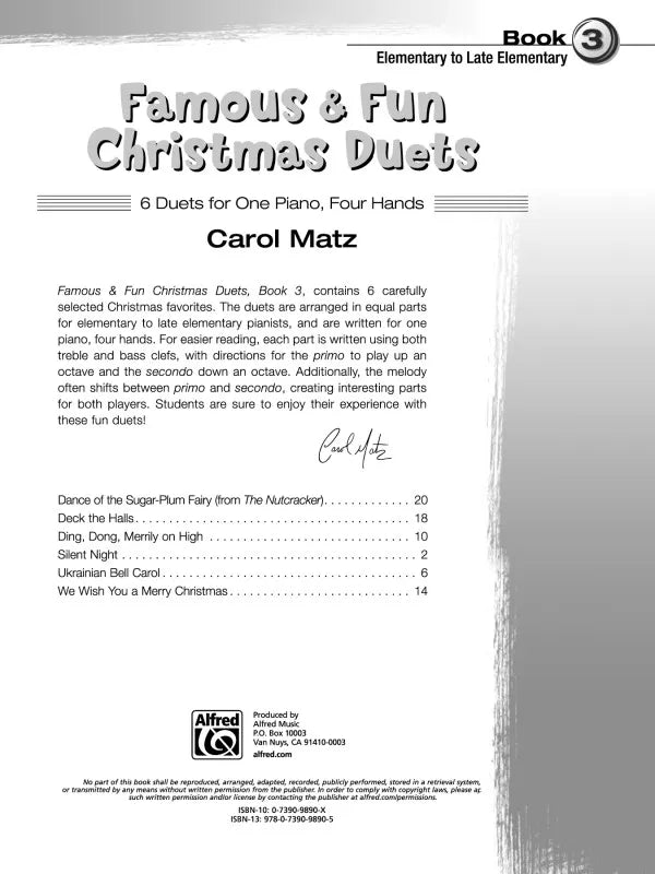 Famous & Fun Christmas Duets -Piano Book 3