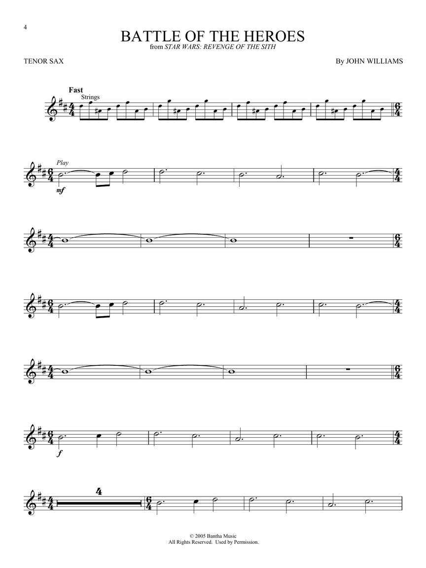 Star Wars Instrumental Play Along Tenor Sax Book/Ola