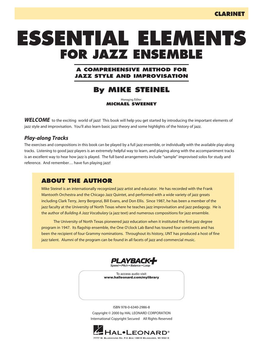 Essential Elements For Jazz Ensemble Clarinet Book 1 Bk/Ola