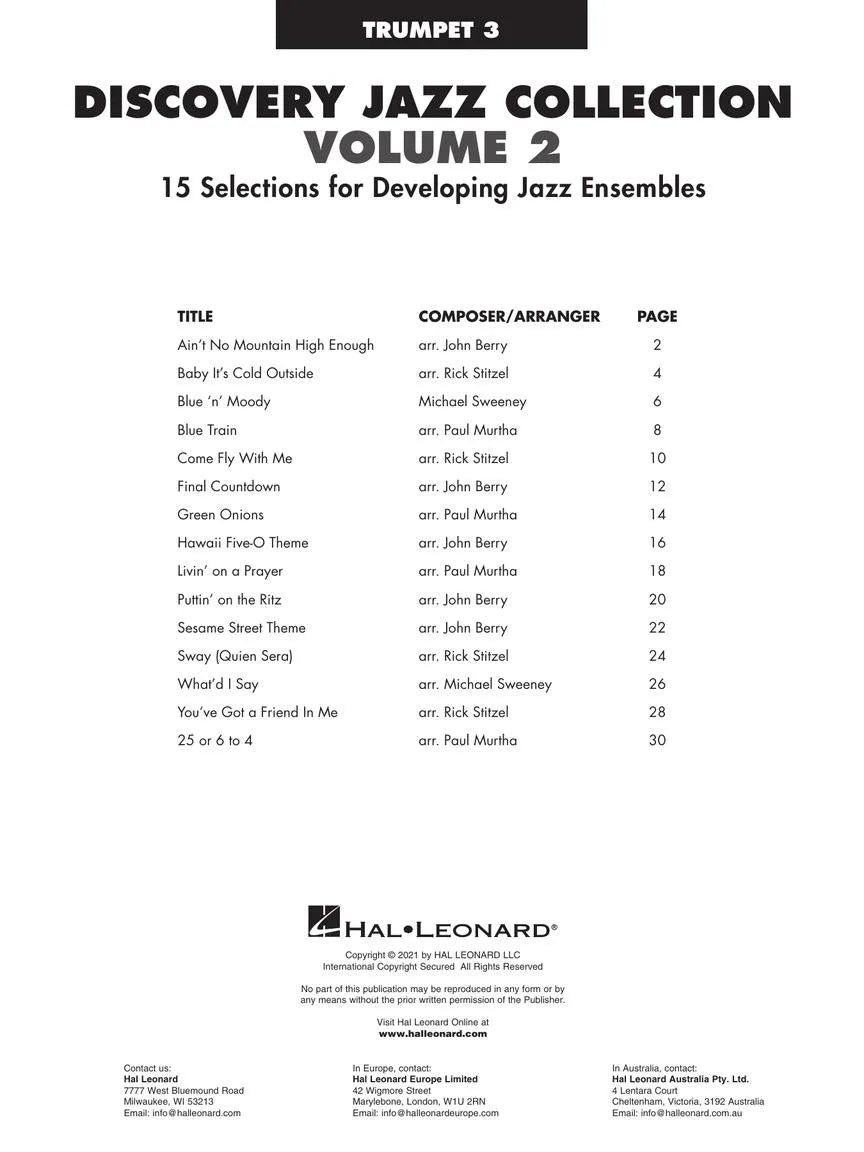 Discovery Jazz Collection - Volume 2 Trumpet 3 Book