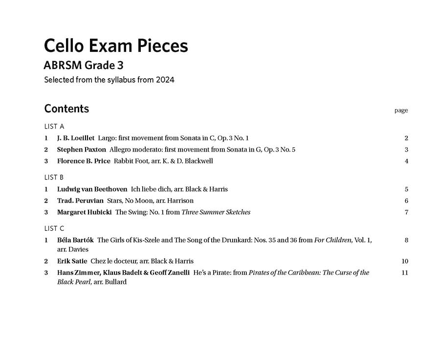 ABRSM Cello Exam Pieces - Cello Grade 3 Book with Piano Accompaniment (2024)