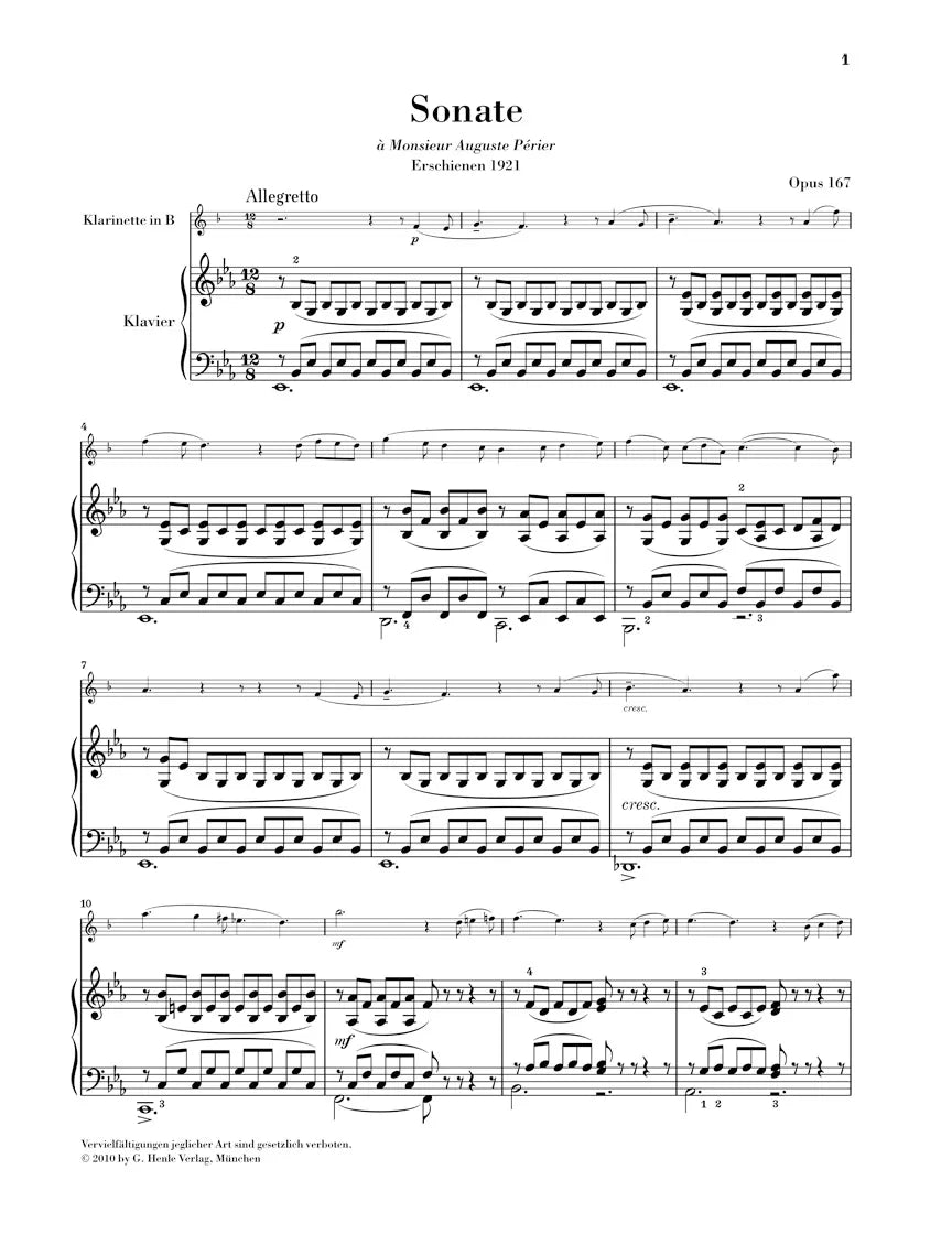 Saint-Saens - Clarinet Sonata Op 167 Urtext Book