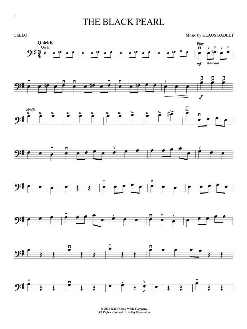 Pirates Of The Caribbean For Cello Play Along Book/Ola