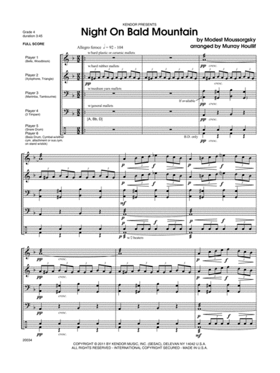 Night On Bald Mountain - Percussion Sextet Score/Parts