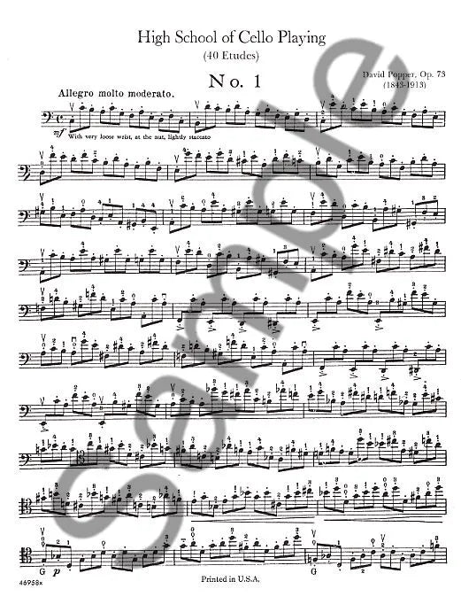 Popper - High School Of Cello Playing Op 73 Book (40 Etudes)