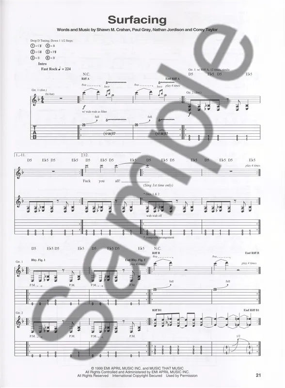 Slipknot Guitar Tab Songbook