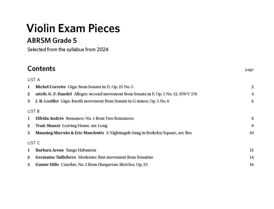 ABRSM Violin Exam Pieces - Grade 5 Violin Book with Piano Accompaniment (2024)