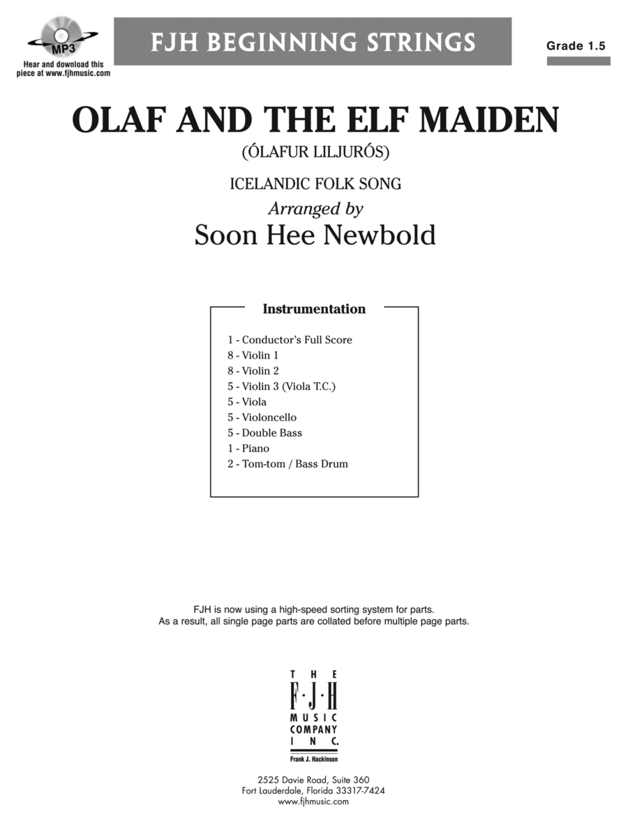 Olaf And The Elf Maiden - String Orchestra Level 1.5 Score/Parts