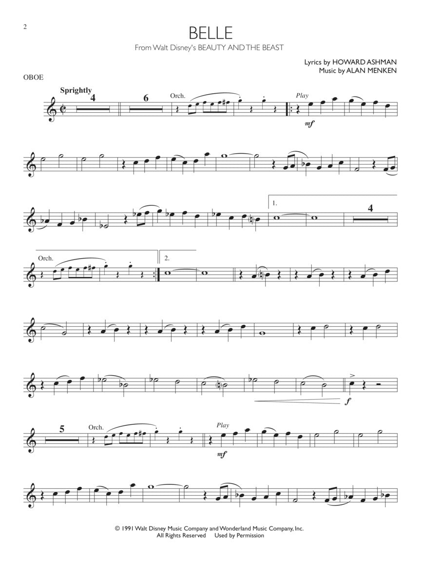 Disney Movie Hits For Oboe Play Along Book/Ola