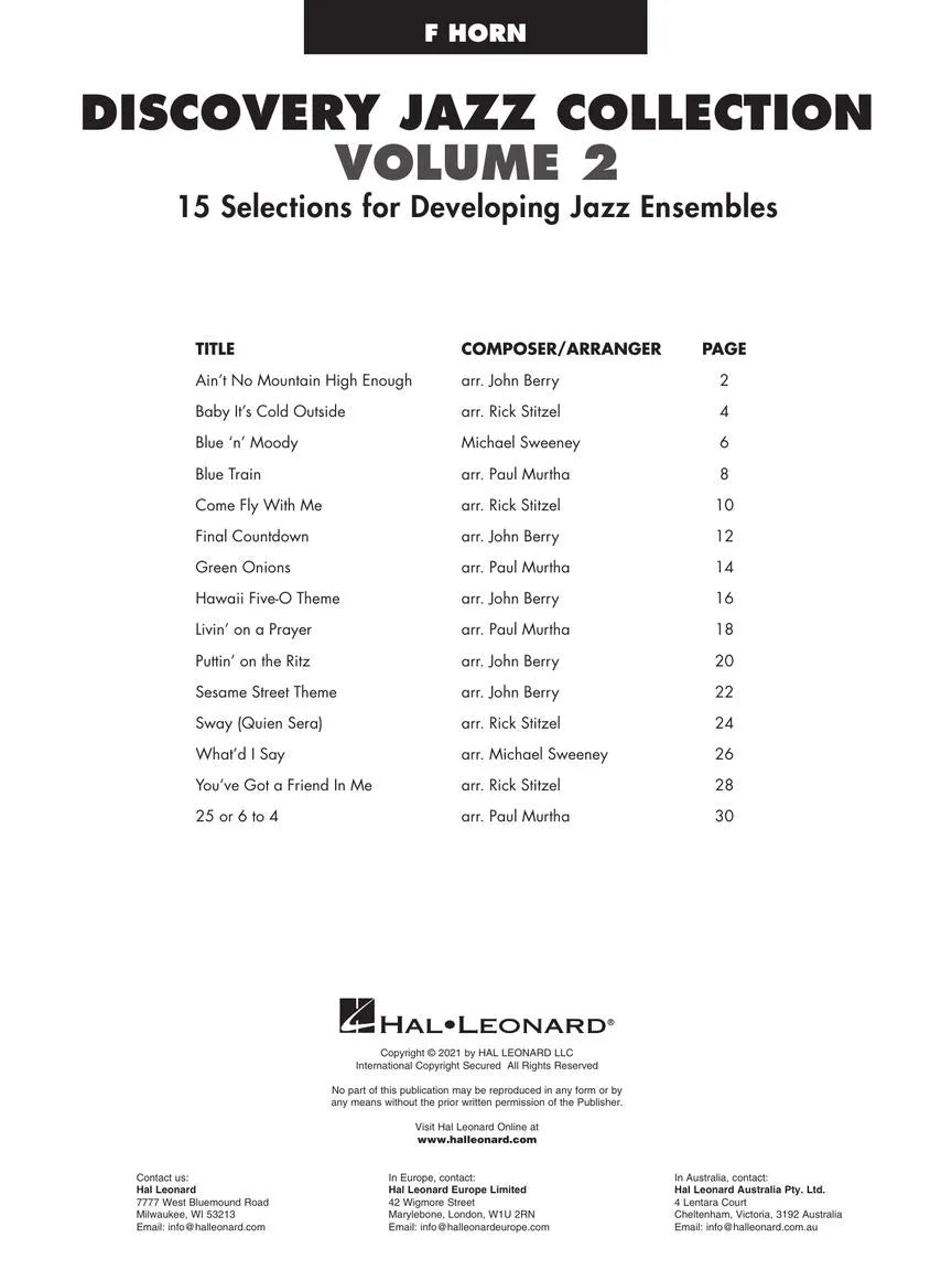 Discovery Jazz Collection - Volume 2 French Horn Book