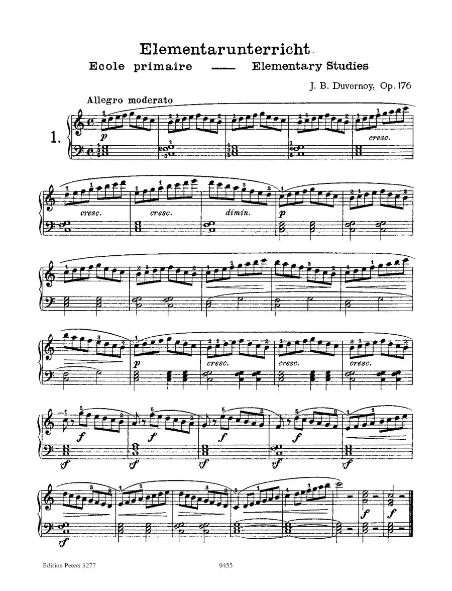 Jean-Baptiste Duvernoy - Elementary Studies Op 176 Piano Book