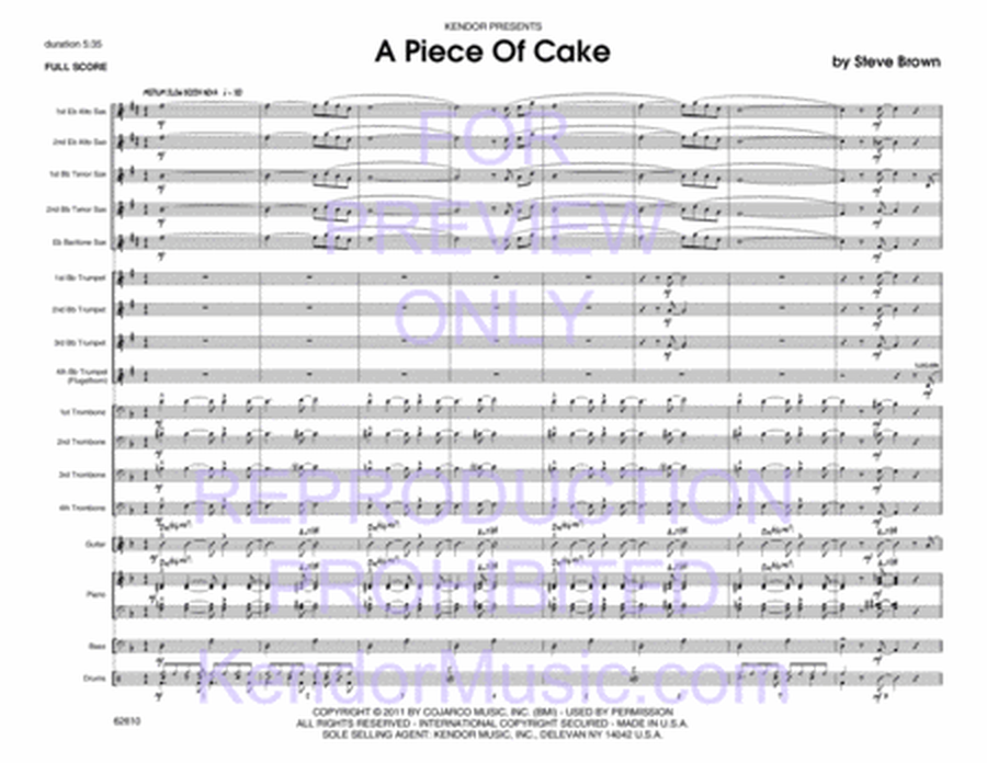 A Piece Of Cake - Jazz Ensemble Level 5-6 Score/Parts