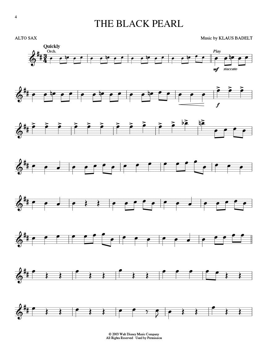 Pirates Of The Caribbean For Alto Saxophone Play Along Book/Ola