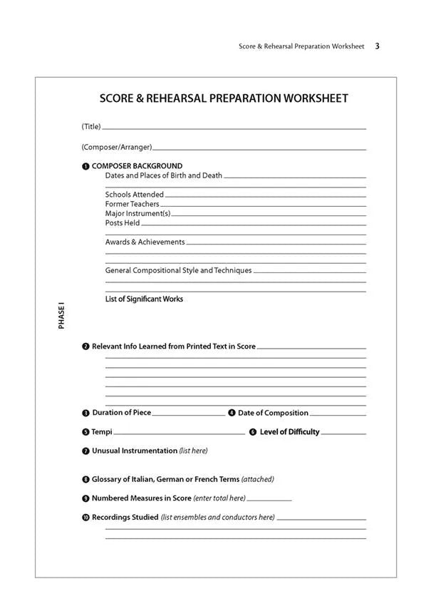 Score and Rehearsal Preparation Book