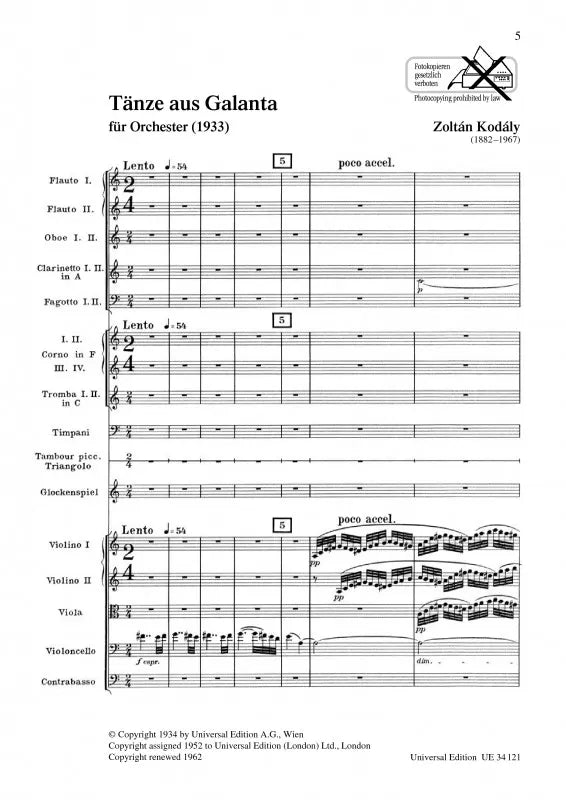 Kodaly - Dances Of Galanta Orchestra Study Score